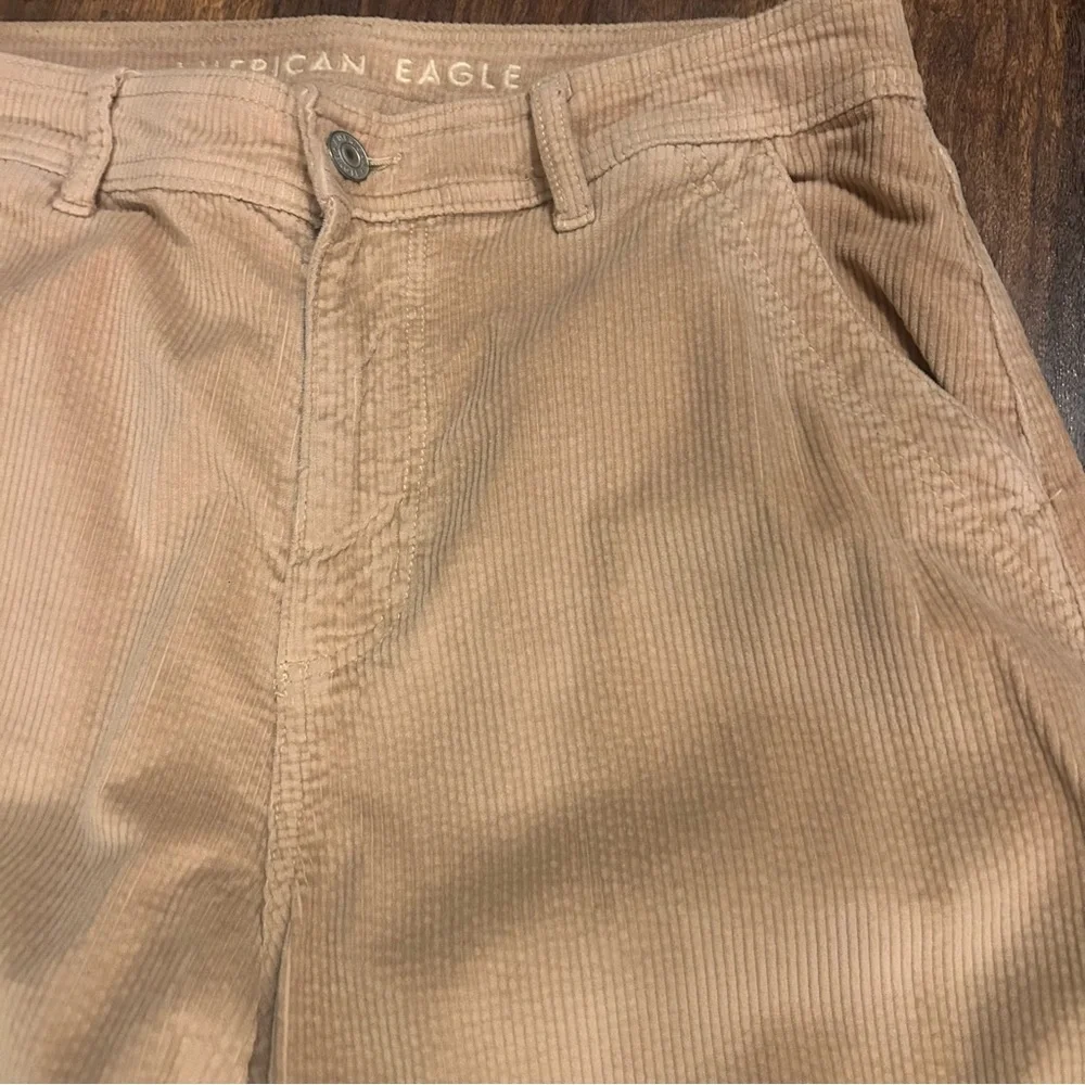 American Eagle Outfitters Super High Rise Wide Leg Tan Corduroy Cargo Pants 10L - Picture 4 of 13